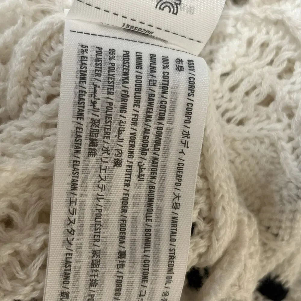 Abercrombie & Fitch Crochet Maxi Dress Cream/Black Size XS Open Knit Boho Beach